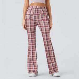 Halara Stretchy Plaid High-Waisted Women's Flare Pants size XL Bellbottoms